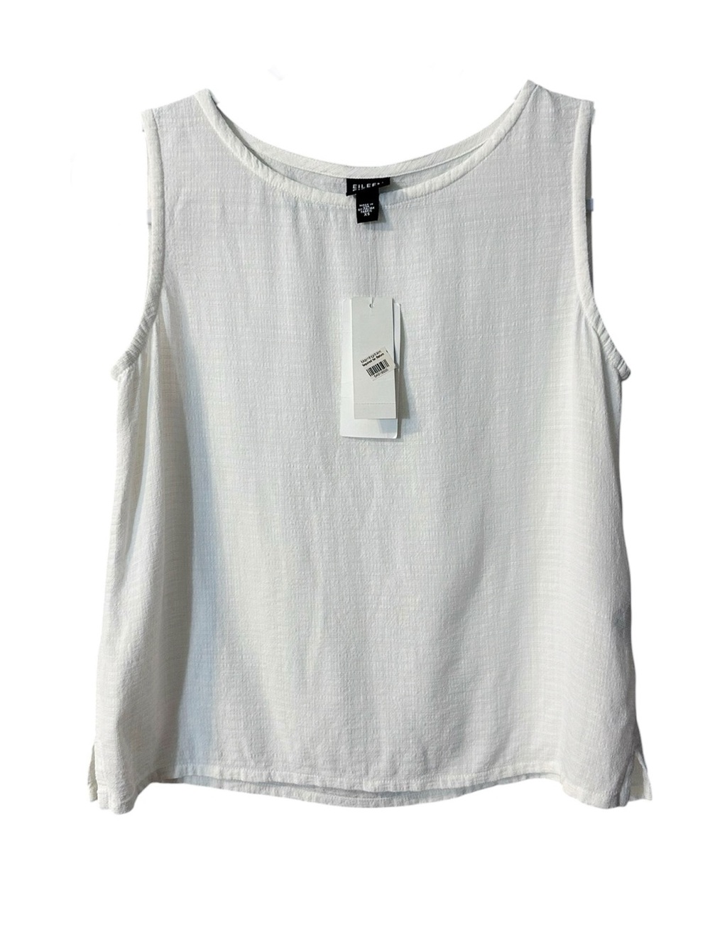 Eileen Fisher White Basket Crape Tank Top